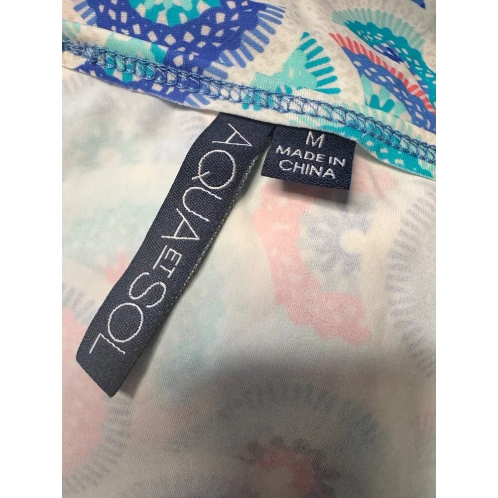 Aqua Sol Women's Medium Rash Guard UPF 50+ Long Sleeve Print NWT Swimsuit